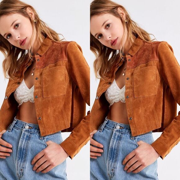 Urban Outfitters Suede Cropped Gas Jacket
